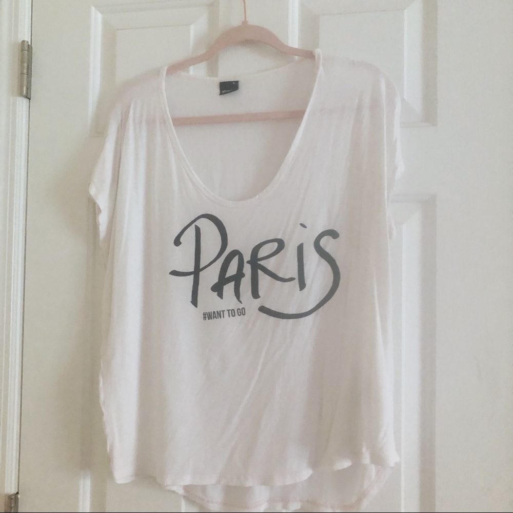 Paris! #want to go! Off white w black lettering Scoop neck travel tee